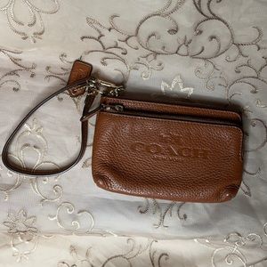 Coach brown leather wristlet